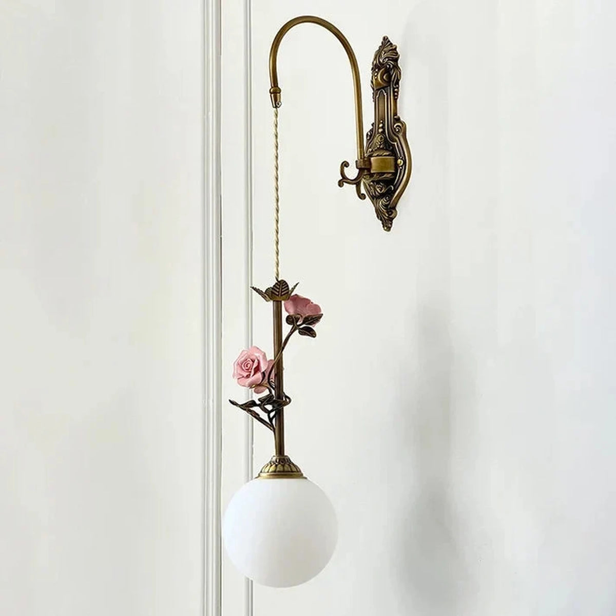 Modern Wall Sconce in rose bronze for Hallway light fixture by AUVIELIGHT, D 15cm x H 70cm / ∅ 5.9" x H 27.6" / Antique brass & White