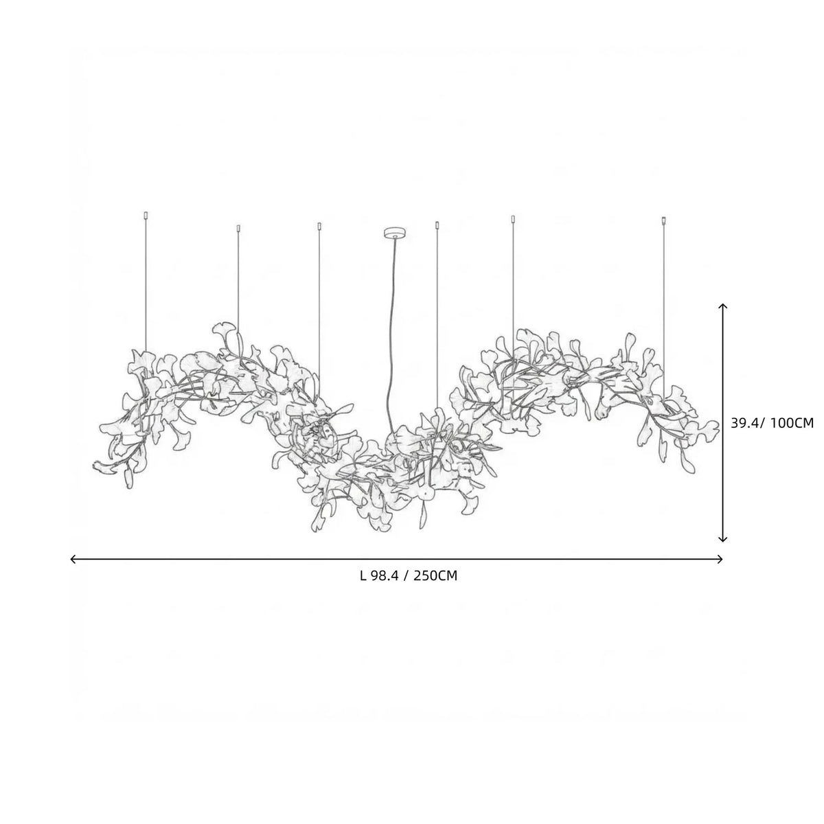 Modern Wave White Ginkgo Leaf Linear Chandelier light fixture by AUVIELIGHT
