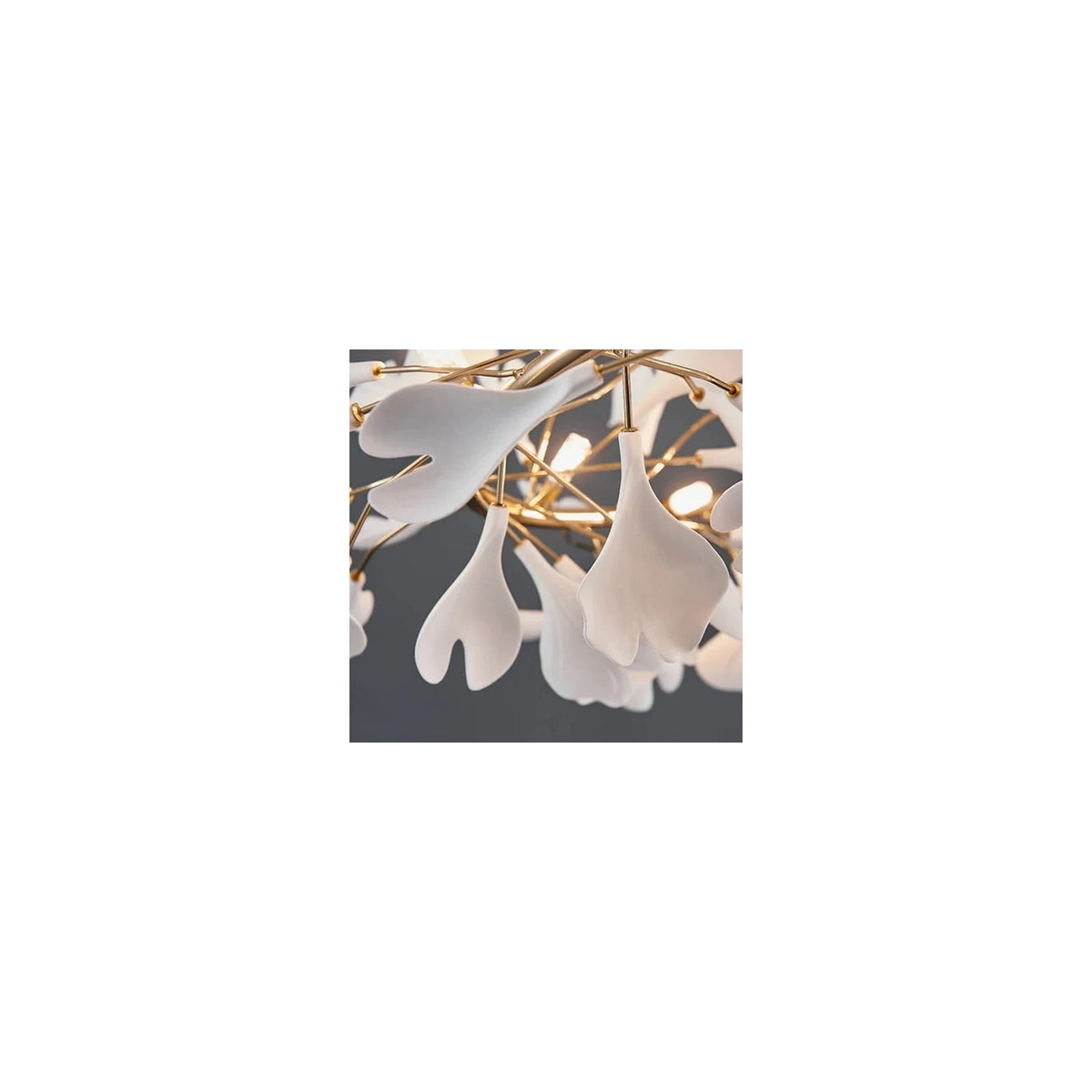Modern Wave White Ginkgo Leaf Linear Chandelier light fixture by AUVIELIGHT