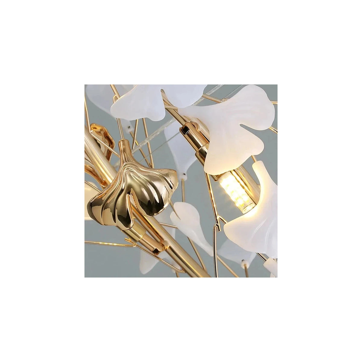 Modern White Ginkgo Leaf Oval Chandelier light fixture by AUVIELIGHT