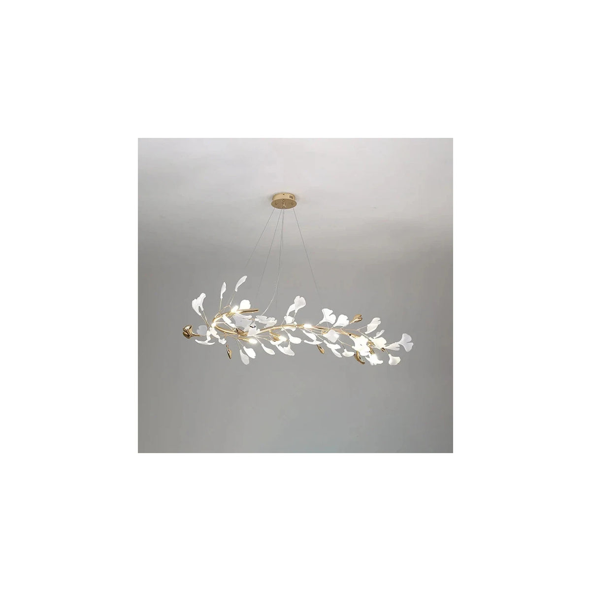Modern White Ginkgo Leaf Oval Chandelier light fixture by AUVIELIGHT, L 47.2″ × W 25.6″ × H 13.8″ / White and 1 other sizes