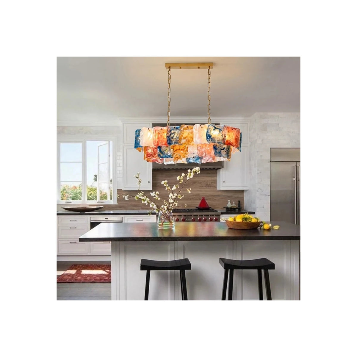 Mosaic Art Glass Chandelier light fixture by AUVIELIGHT