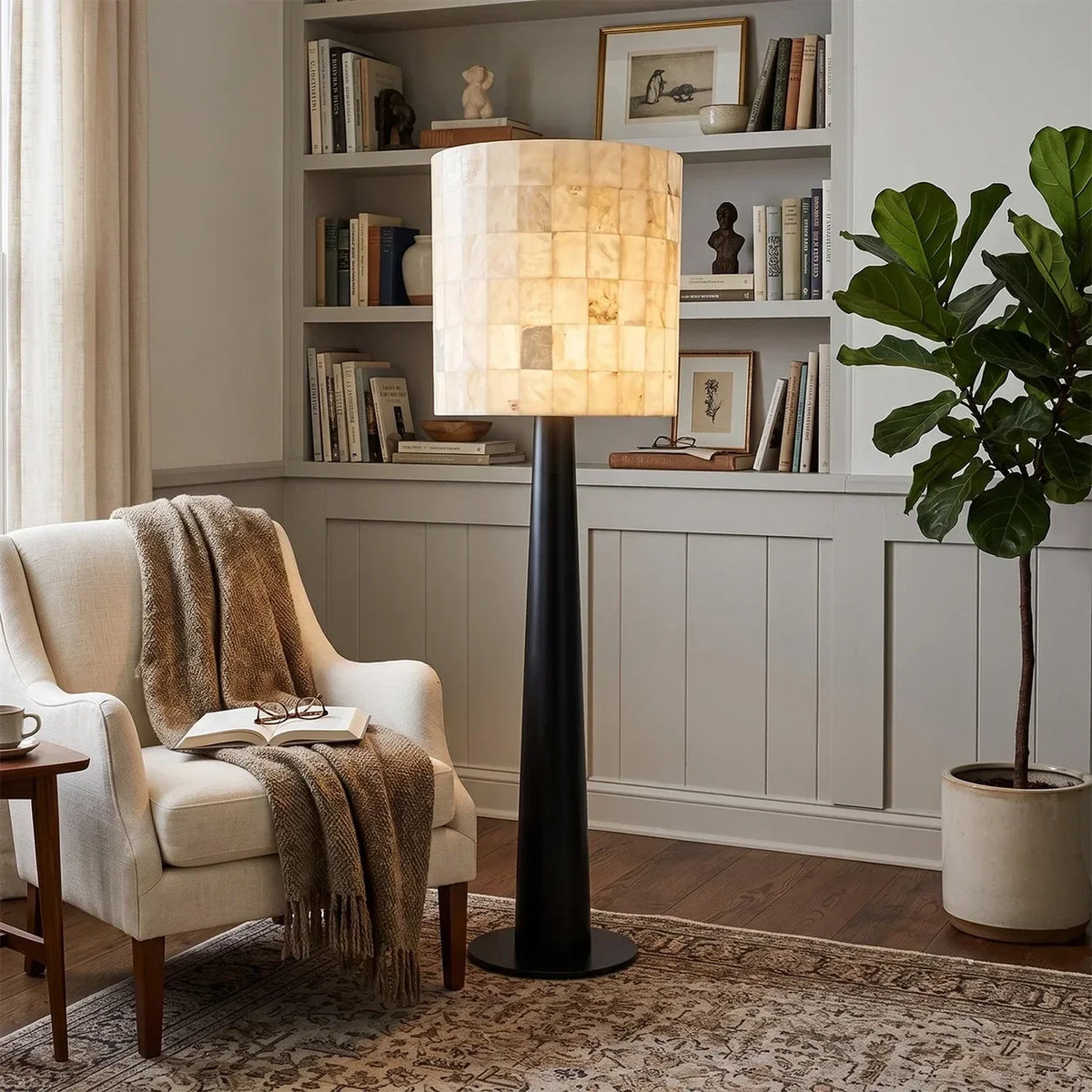 Mosaic Floor Lamp in stone for Living Room light fixture by AUVIELIGHT