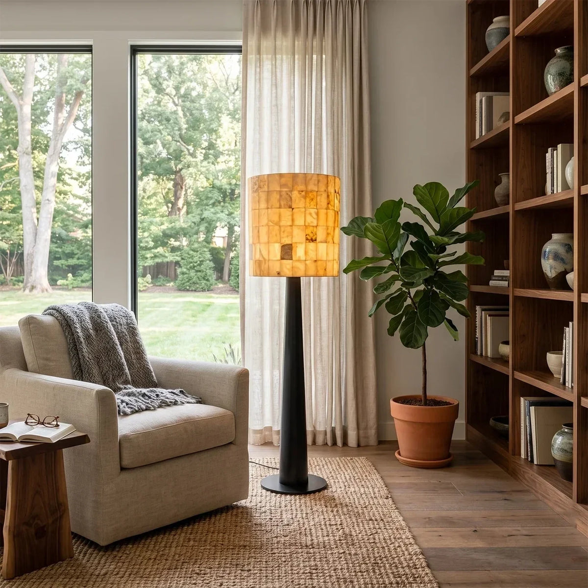 Mosaic Floor Lamp in stone for Living Room light fixture by AUVIELIGHT