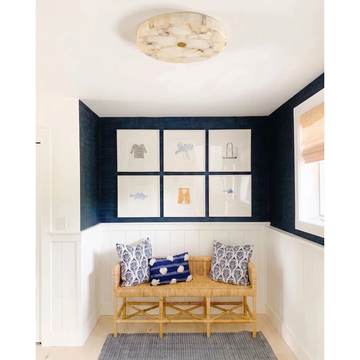 Mosaic Flush Mount in alabaster for Low Ceilings by AUVIELIGHT