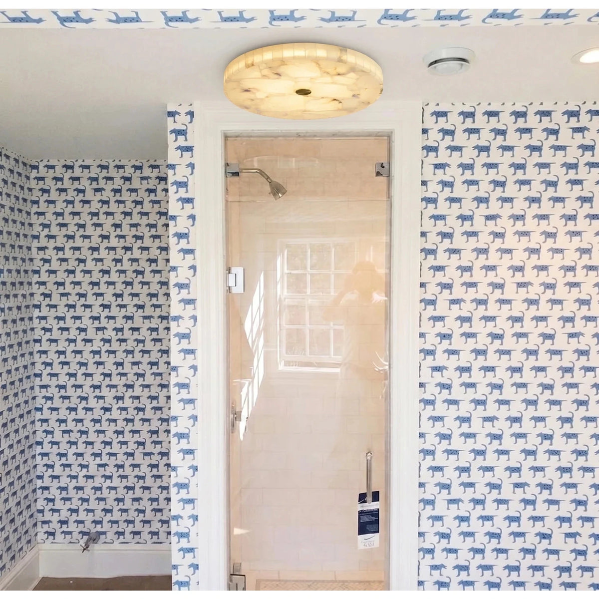 Mosaic Flush Mount in alabaster for Low Ceilings by AUVIELIGHT