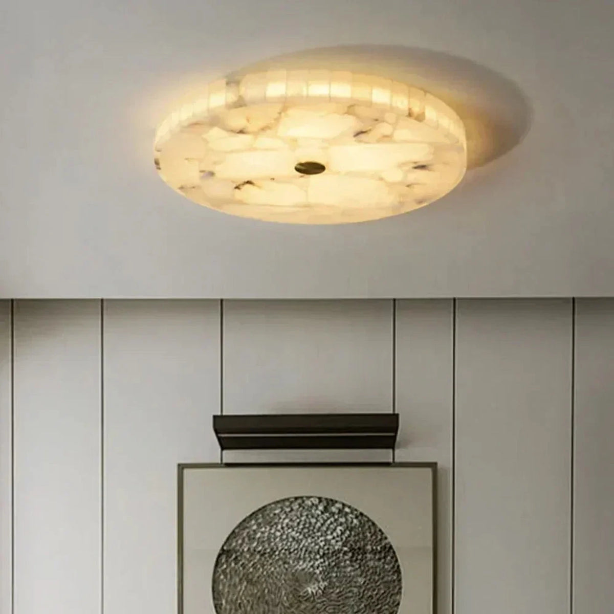 Mosaic Flush Mount in alabaster for Low Ceilings by AUVIELIGHT