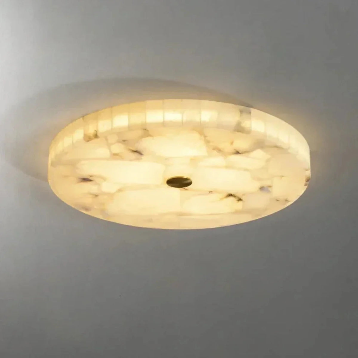 Mosaic Flush Mount in alabaster for Low Ceilings by AUVIELIGHT