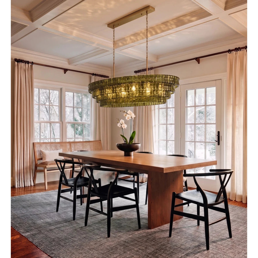 Multi-Tier Oval Chandelier in textured glass for Dining Room light fixture by AUVIELIGHT
