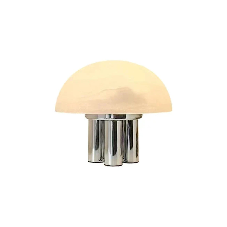 Mushroom Table Lamp in alabaster for Living Room light fixture by AUVIELIGHT, 3 Heads D 30cm x H 25cm / ∅ 11.8″ x H 9.8″ / Chrome & White / AU
