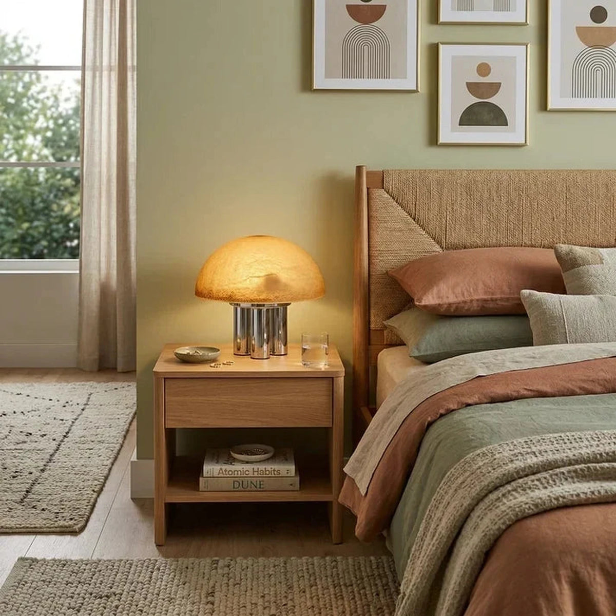 Mushroom Table Lamp in alabaster for Living Room light fixture by AUVIELIGHT