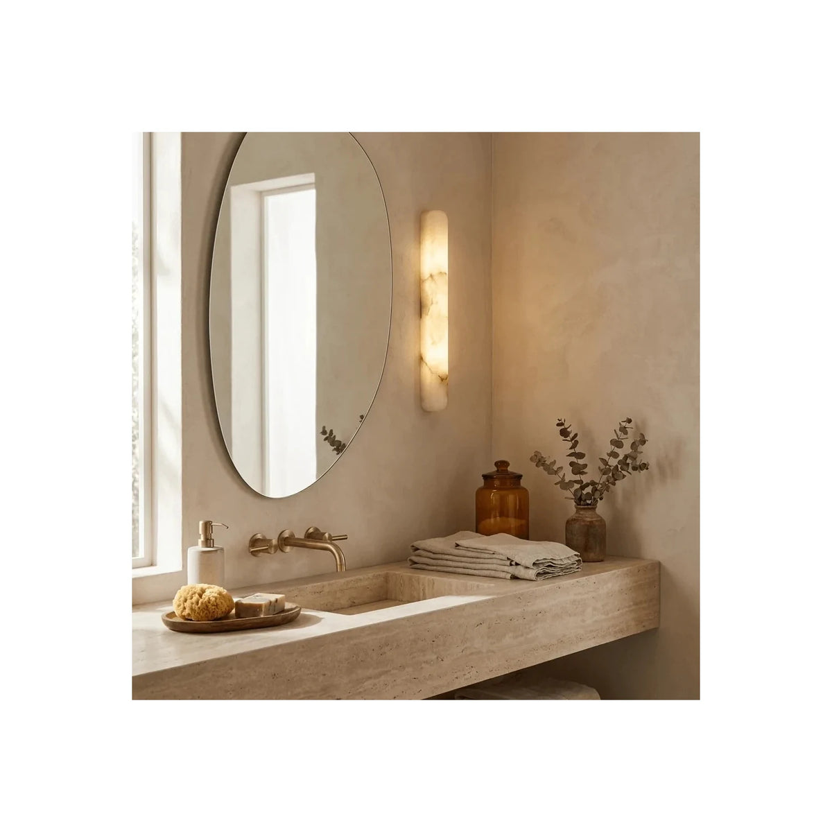 Nara Alabaster Linear Vanity Light by AUVIELIGHT