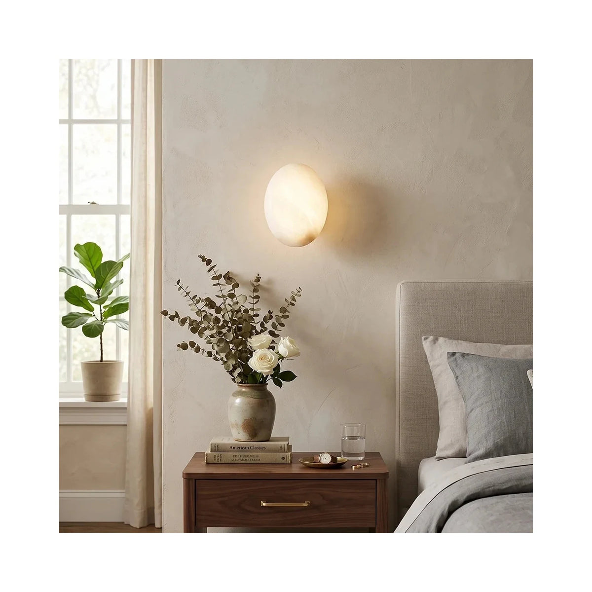 Nido Alabaster Bedside Wall Light by AUVIELIGHT