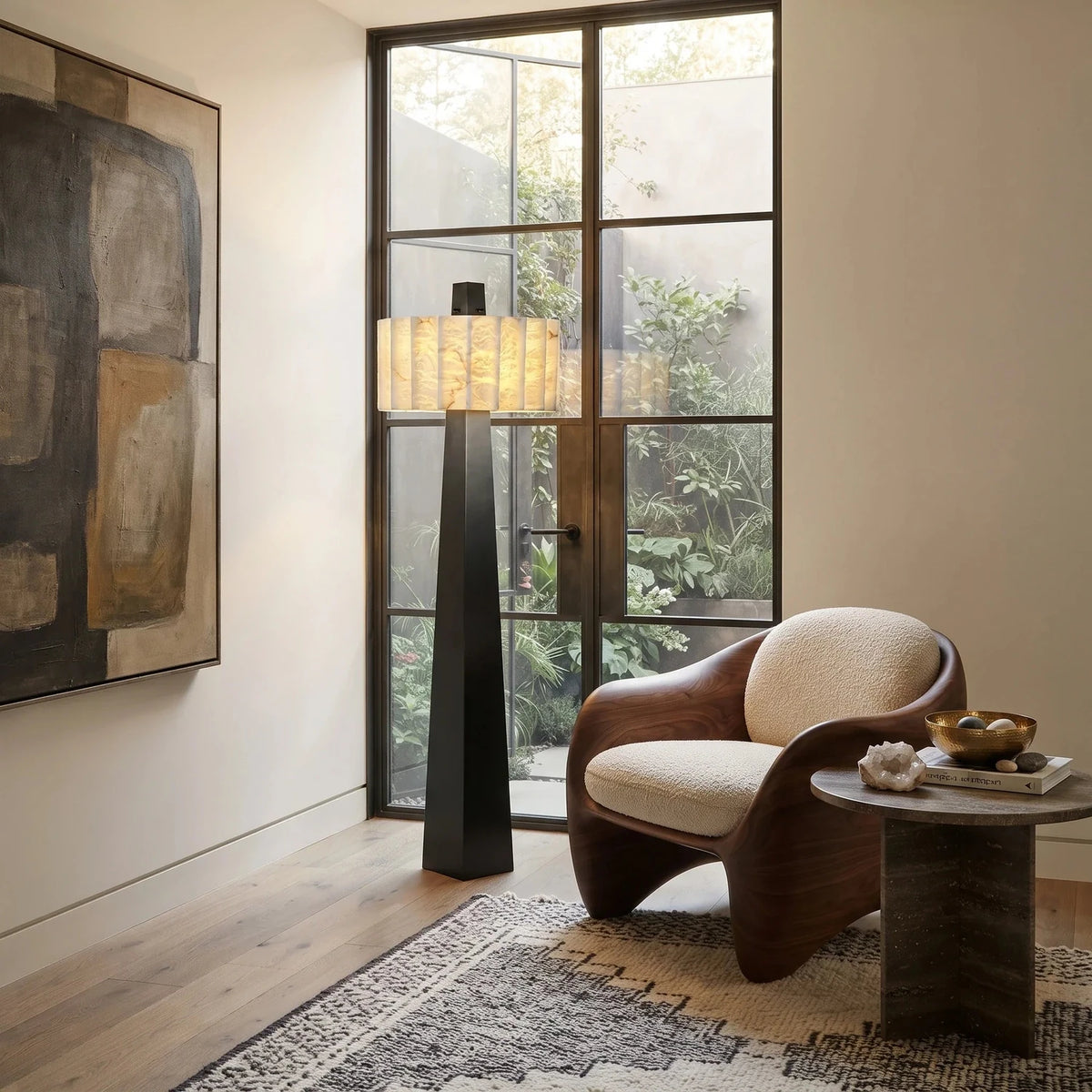 Obelisk Floor Lamp in alabaster for Living Room light fixture by AUVIELIGHT
