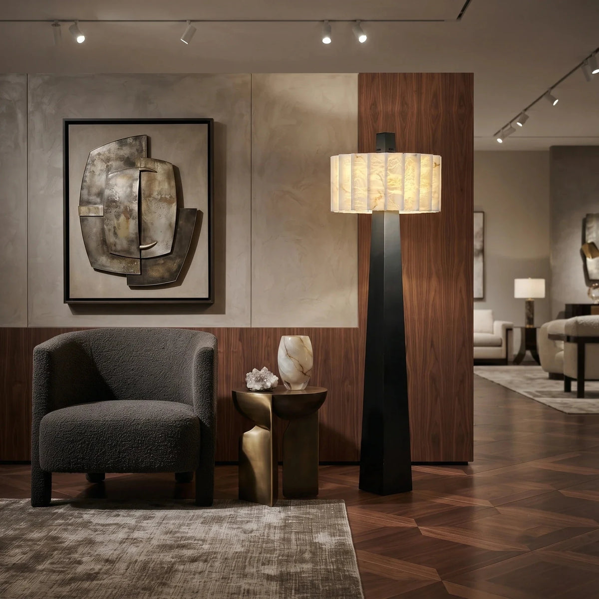 Obelisk Floor Lamp in alabaster for Living Room light fixture by AUVIELIGHT