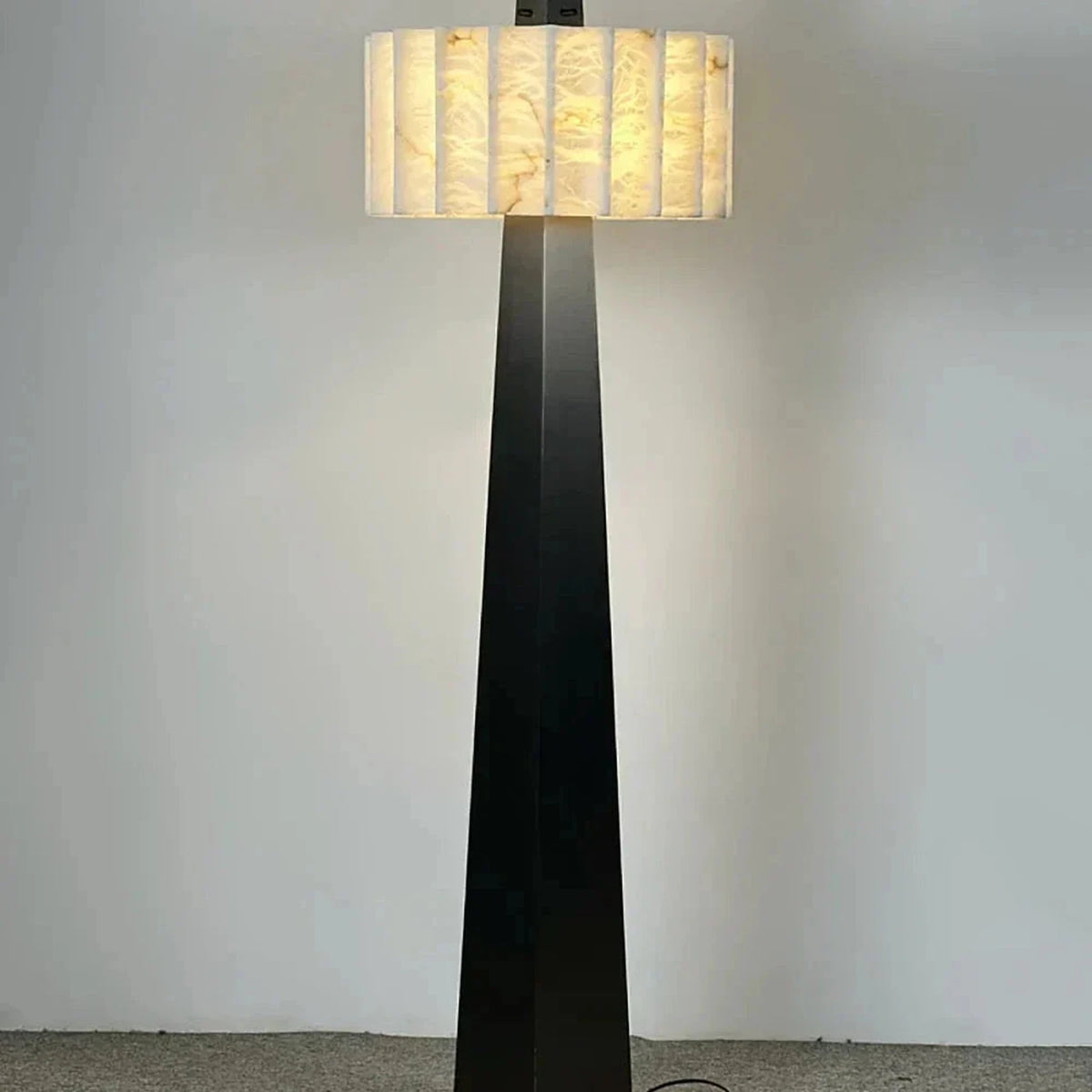 Obelisk Floor Lamp in alabaster for Living Room light fixture by AUVIELIGHT, Dia 50cm x H 165cm / ∅ 19.7″x H 65″ / White+Black / AU plug and 3