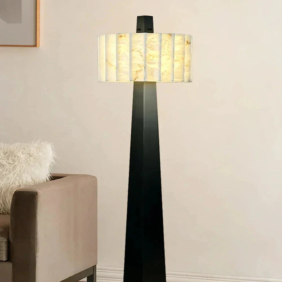 Obelisk Floor Lamp in alabaster for Living Room light fixture by AUVIELIGHT
