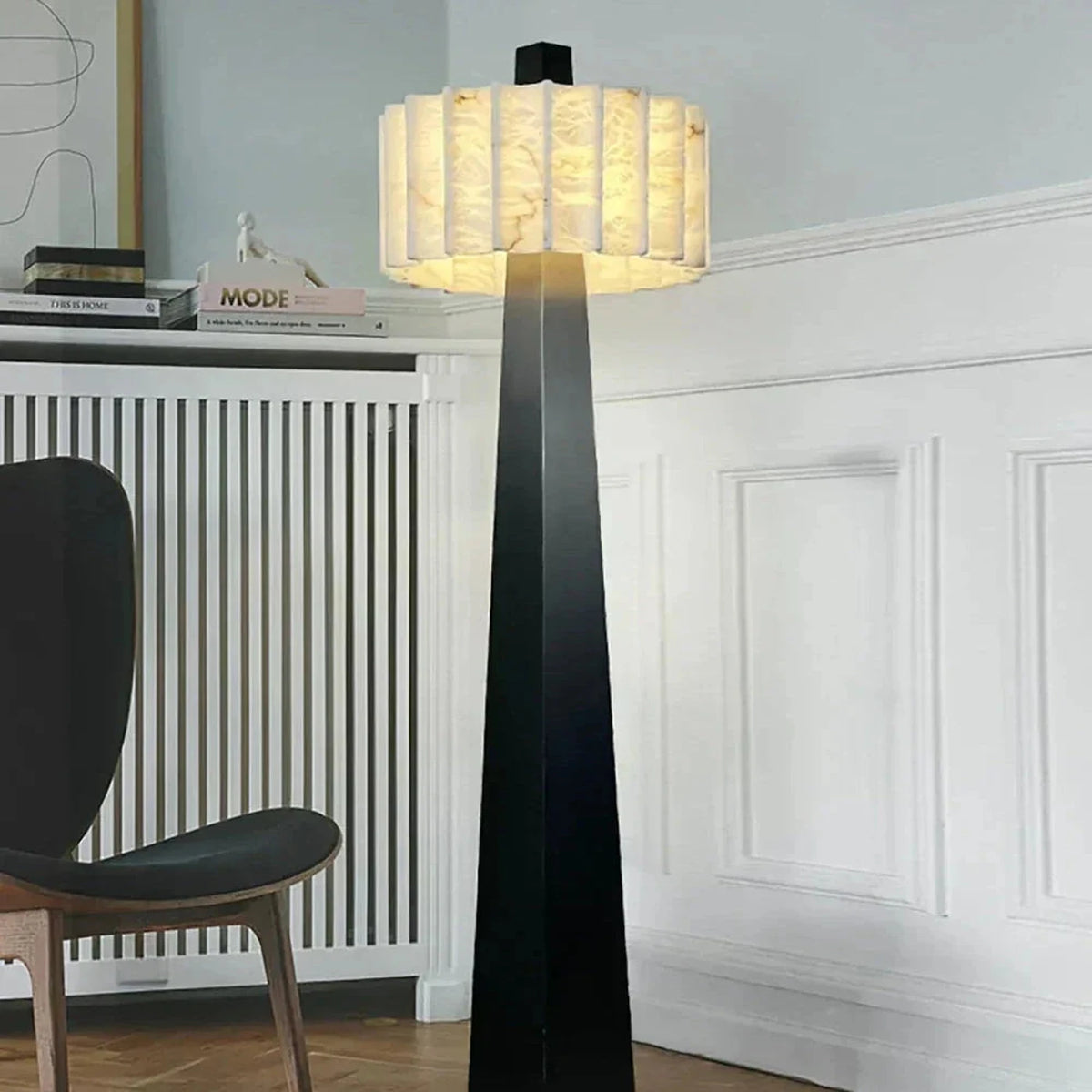 Obelisk Floor Lamp in alabaster for Living Room light fixture by AUVIELIGHT