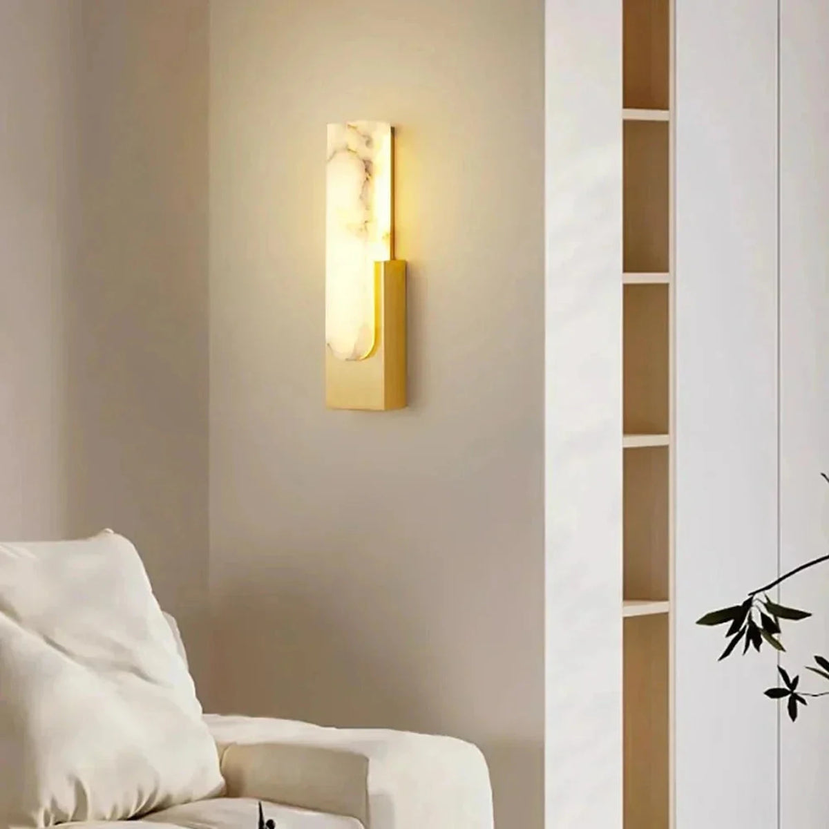 Offset Linear Light in alabaster for Living Room by AUVIELIGHT