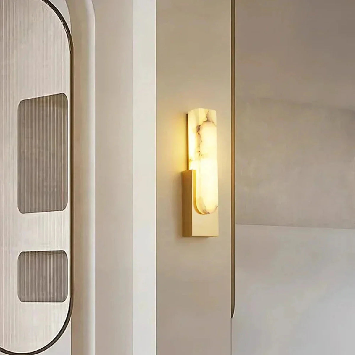 Offset Linear Light in alabaster for Living Room by AUVIELIGHT
