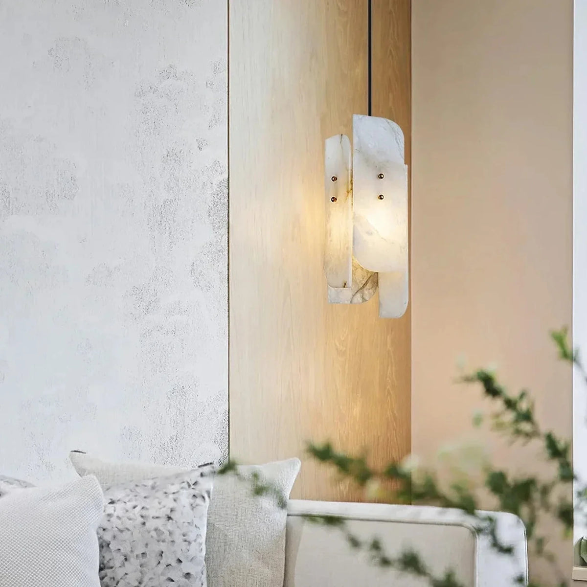 Offset Panel Pendant Light in alabaster for Kitchen Island by AUVIELIGHT