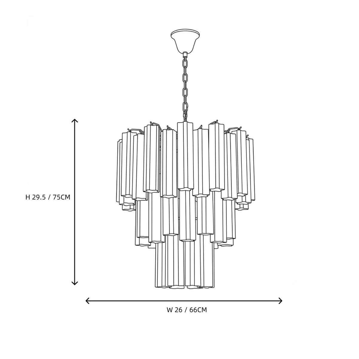 Opaline Fluted Chandelier in glass for Dining Room light fixture by AUVIELIGHT