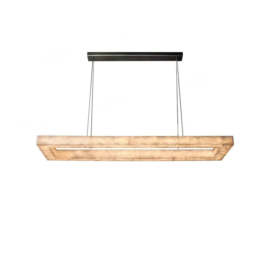 Open Rectangular Pendant Light in alabaster for Kitchen Island by AUVIELIGHT