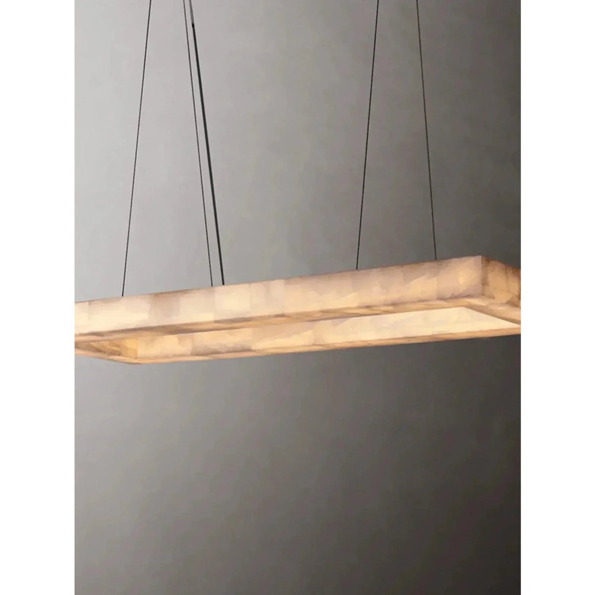 Open Rectangular Pendant Light in alabaster for Kitchen Island by AUVIELIGHT