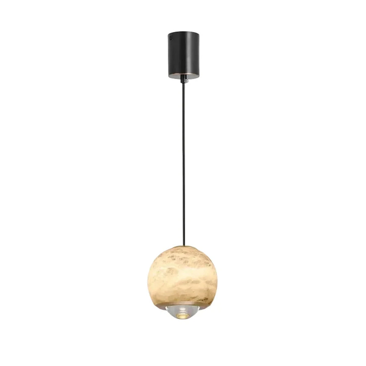 Orb Pendant Light in alabaster for Kitchen Island by AUVIELIGHT, Dia 12cm X H 15cm / ∅ 4.7″ X H 5.9″ / White Marble / Warm Light
