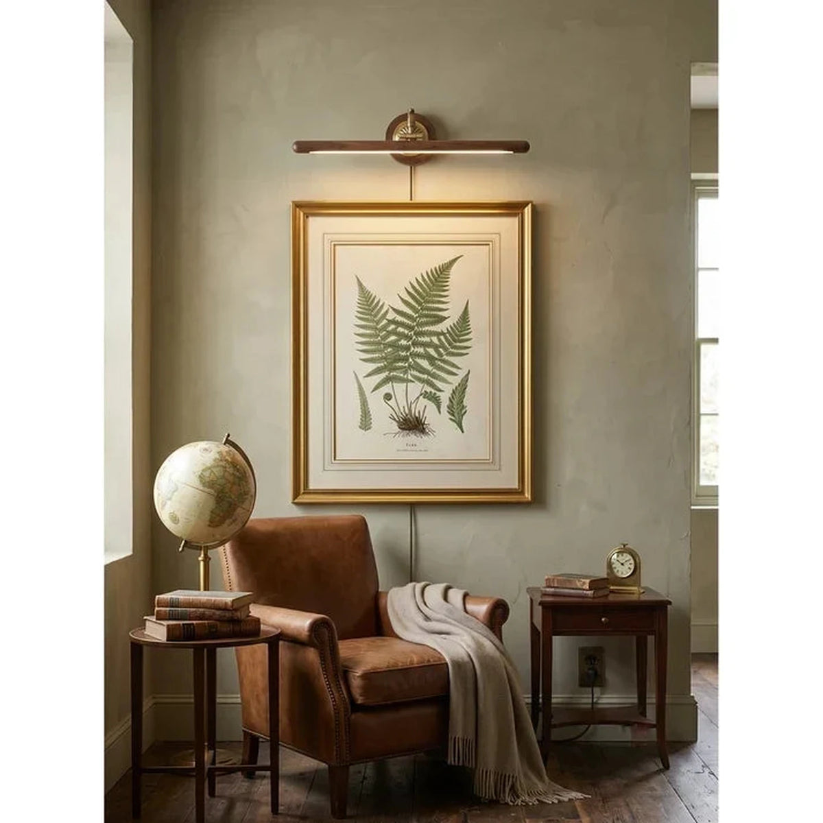 Ornate Picture Light in walnut for Living Room by AUVIELIGHT