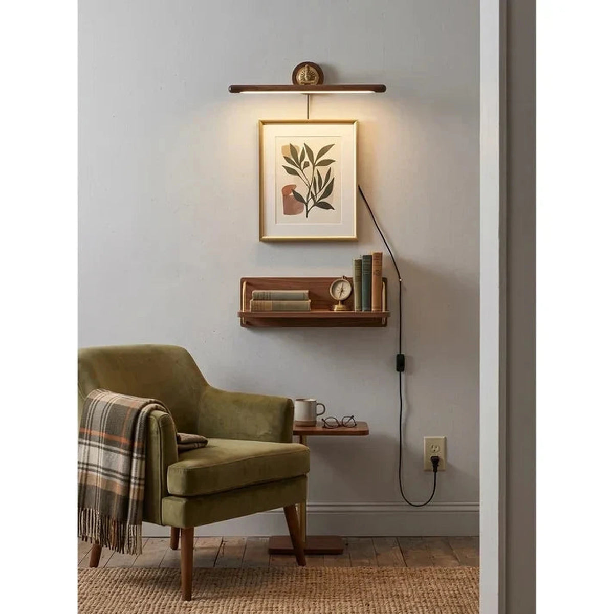 Ornate Picture Light in walnut for Living Room by AUVIELIGHT