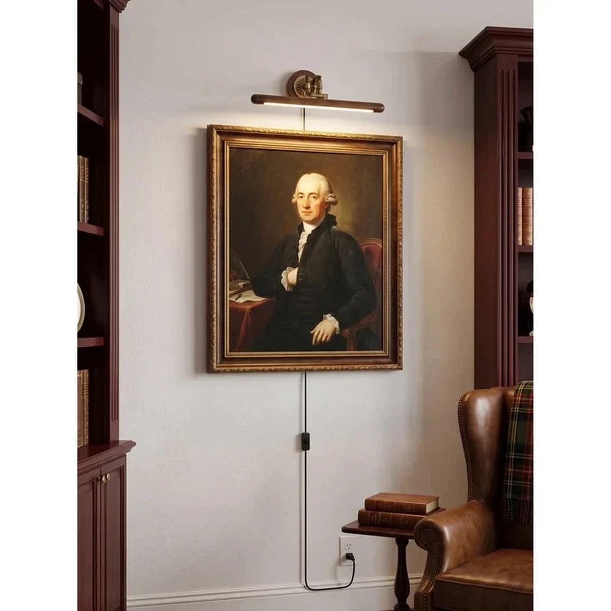 Ornate Picture Light in walnut for Living Room by AUVIELIGHT