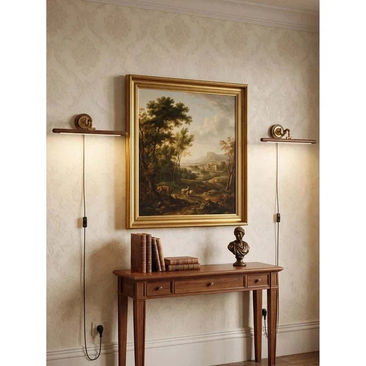 Ornate Picture Light in walnut for Living Room by AUVIELIGHT