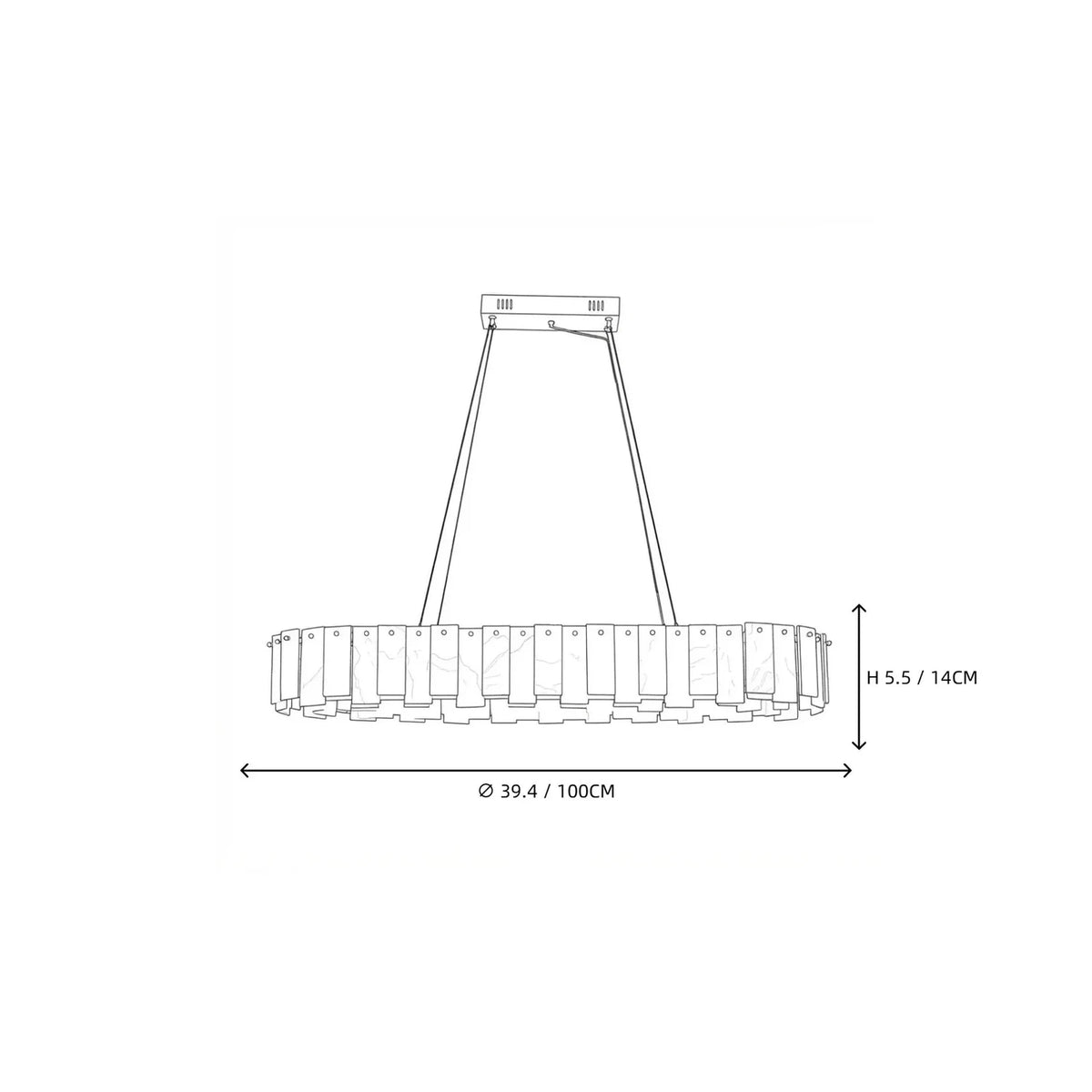 Oval Slat Chandelier in alabaster for Dining Room light fixture by AUVIELIGHT