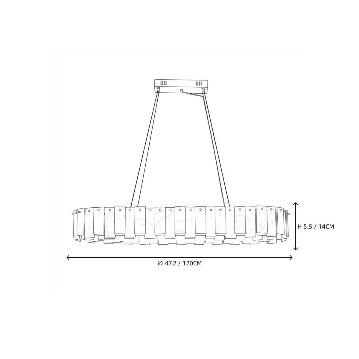 Oval Slat Chandelier in alabaster for Dining Room light fixture by AUVIELIGHT