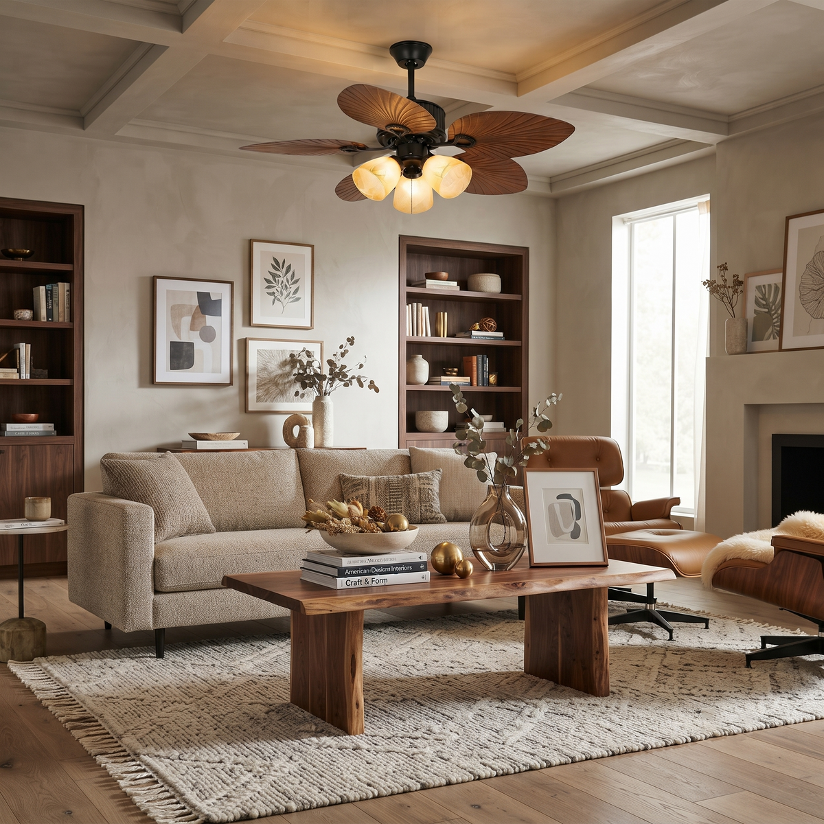 Palma Tropical Ceiling Fan Light for Living Room by AUVIELIGHT