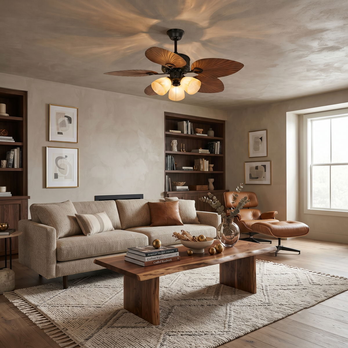 Palma Tropical Ceiling Fan Light for Living Room by AUVIELIGHT