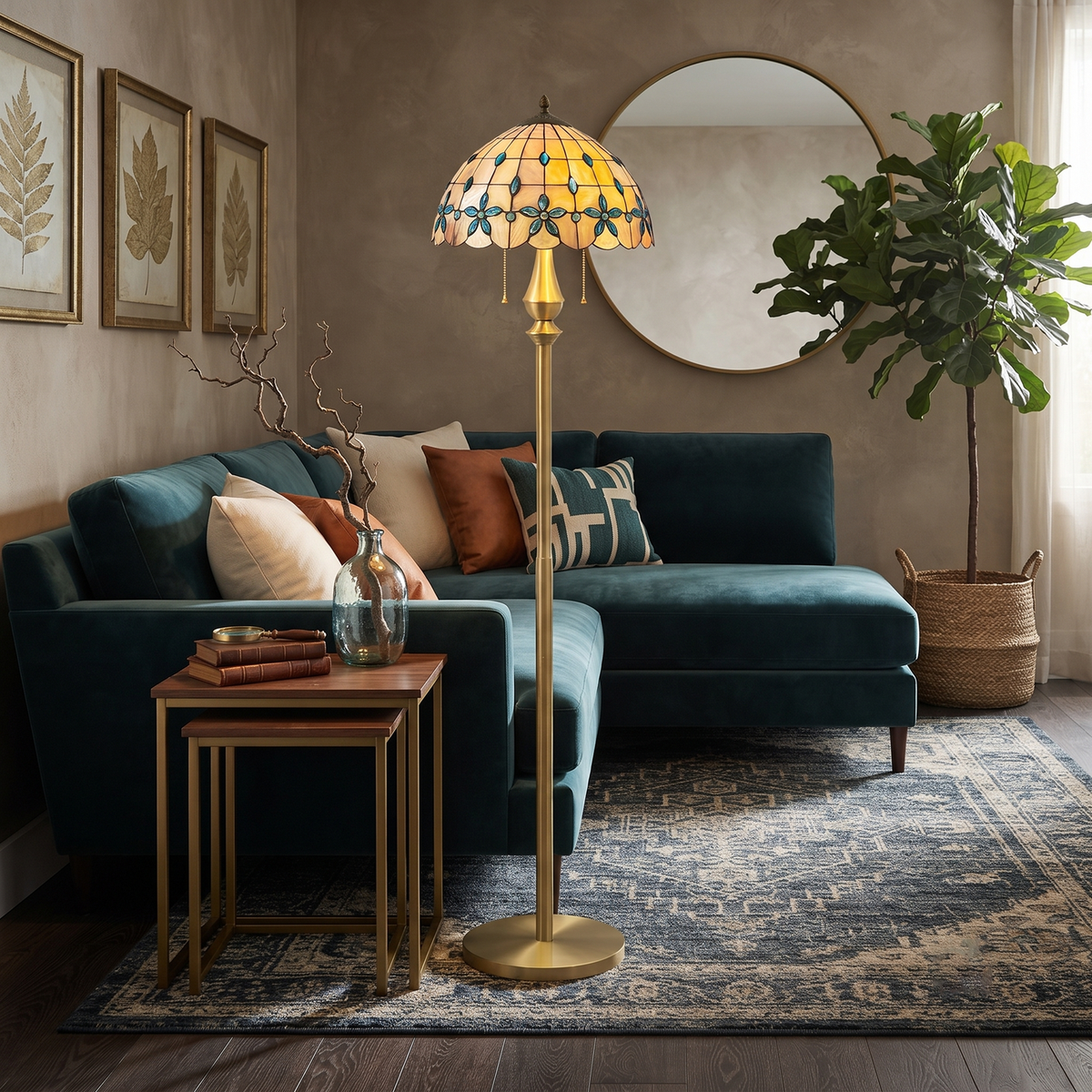 Peacock Mosaic Floor Lamp for Living Room light fixture by AUVIELIGHT