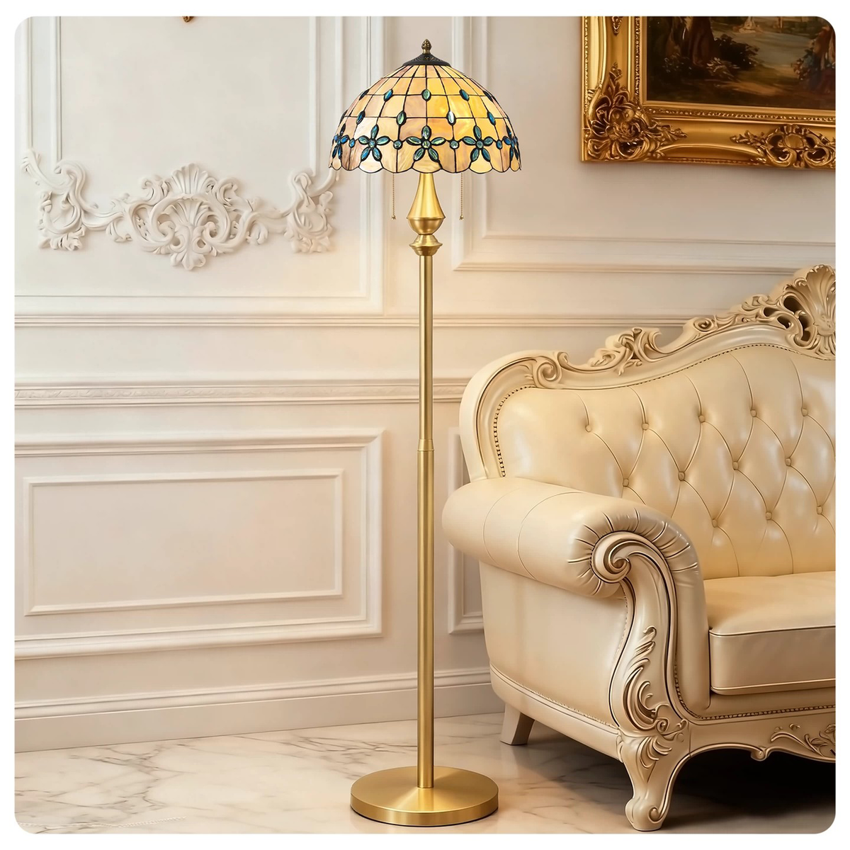 Peacock Mosaic Floor Lamp for Living Room light fixture by AUVIELIGHT