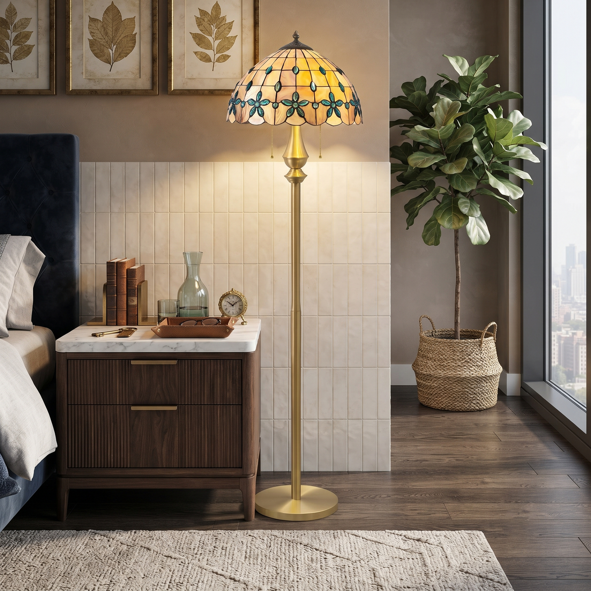 Peacock Mosaic Floor Lamp for Living Room light fixture by AUVIELIGHT