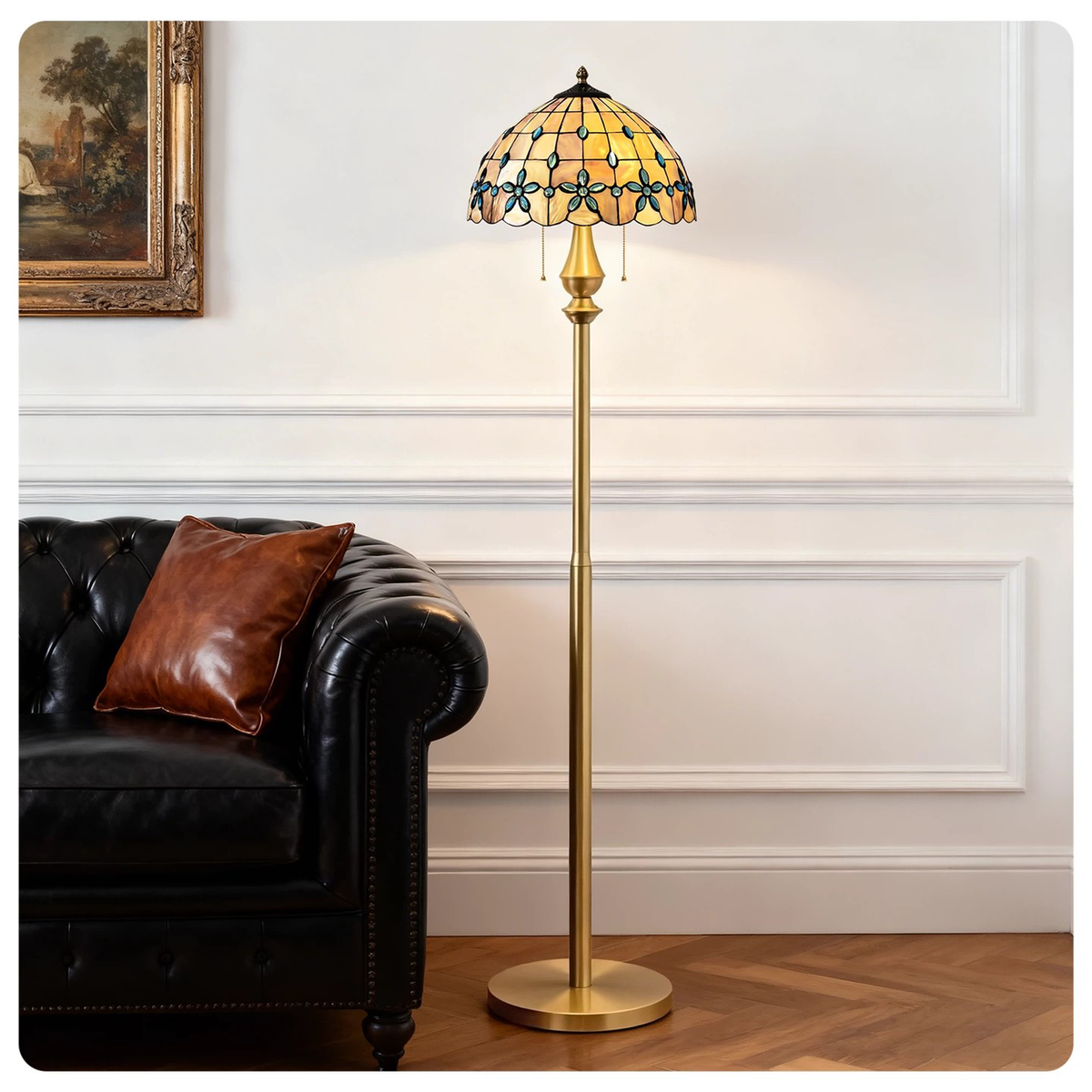 Peacock Mosaic Floor Lamp for Living Room light fixture by AUVIELIGHT