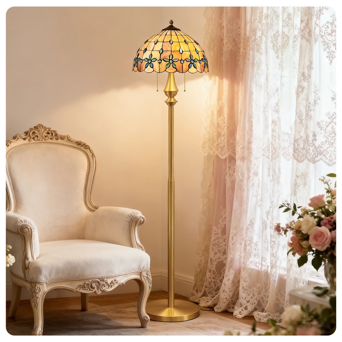 Peacock Mosaic Floor Lamp for Living Room light fixture by AUVIELIGHT