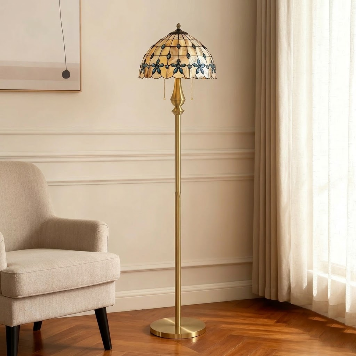 Peacock Mosaic Floor Lamp for Living Room light fixture by AUVIELIGHT