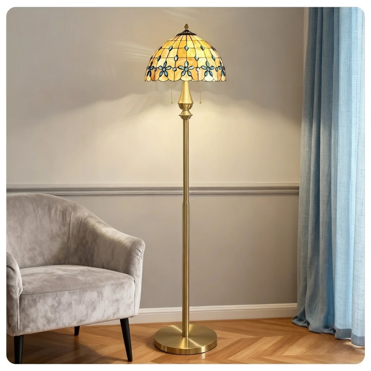 Peacock Mosaic Floor Lamp for Living Room light fixture by AUVIELIGHT