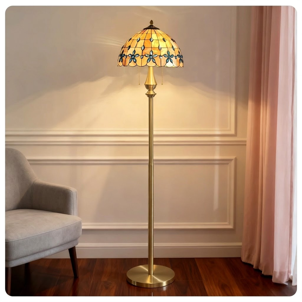 Peacock Mosaic Floor Lamp for Living Room light fixture by AUVIELIGHT