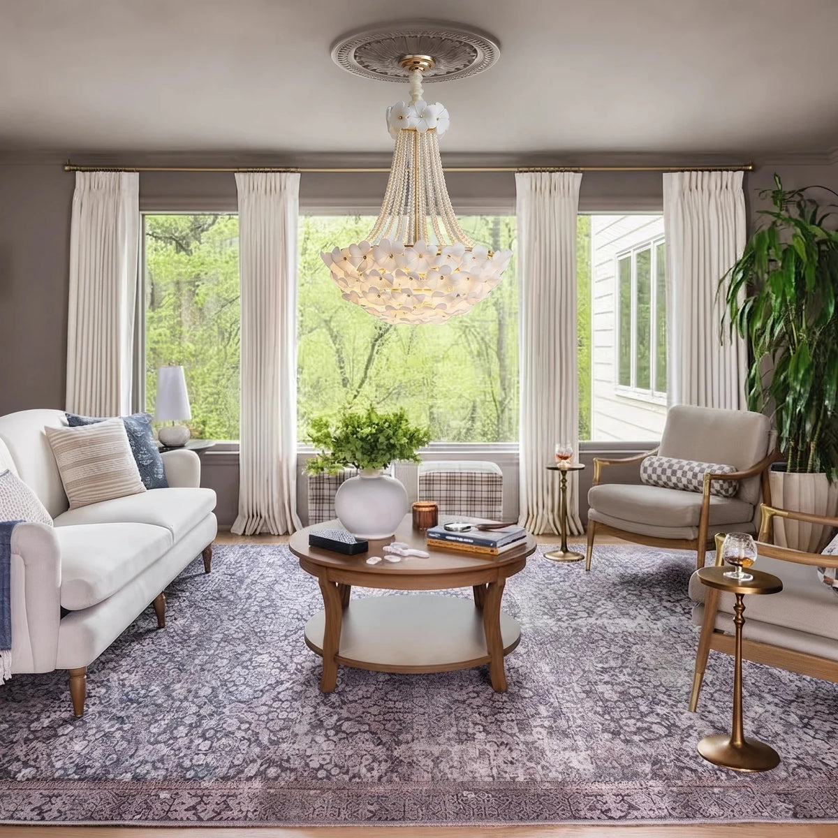 Pearl Petal Light in white for Living Room by AUVIELIGHT