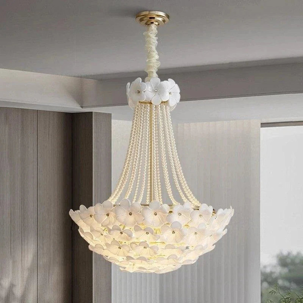 Pearl Petal Light in white for Living Room by AUVIELIGHT