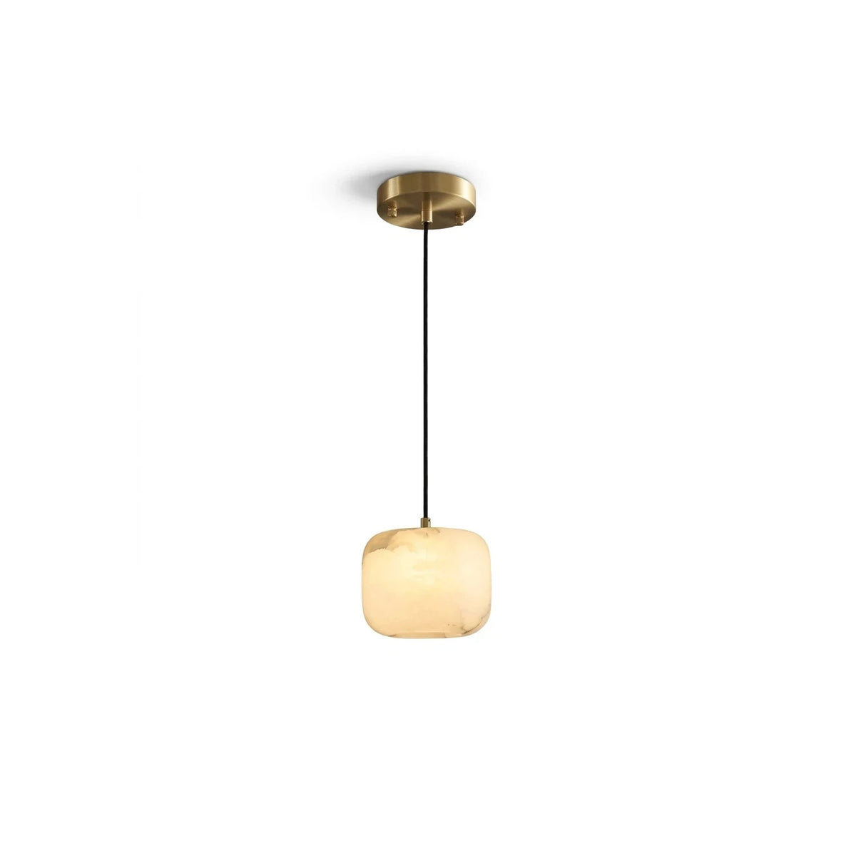 Pebble Alabaster Pendant Light by AUVIELIGHT, ∅ 4.8″ x H 4″ / Brass & White
