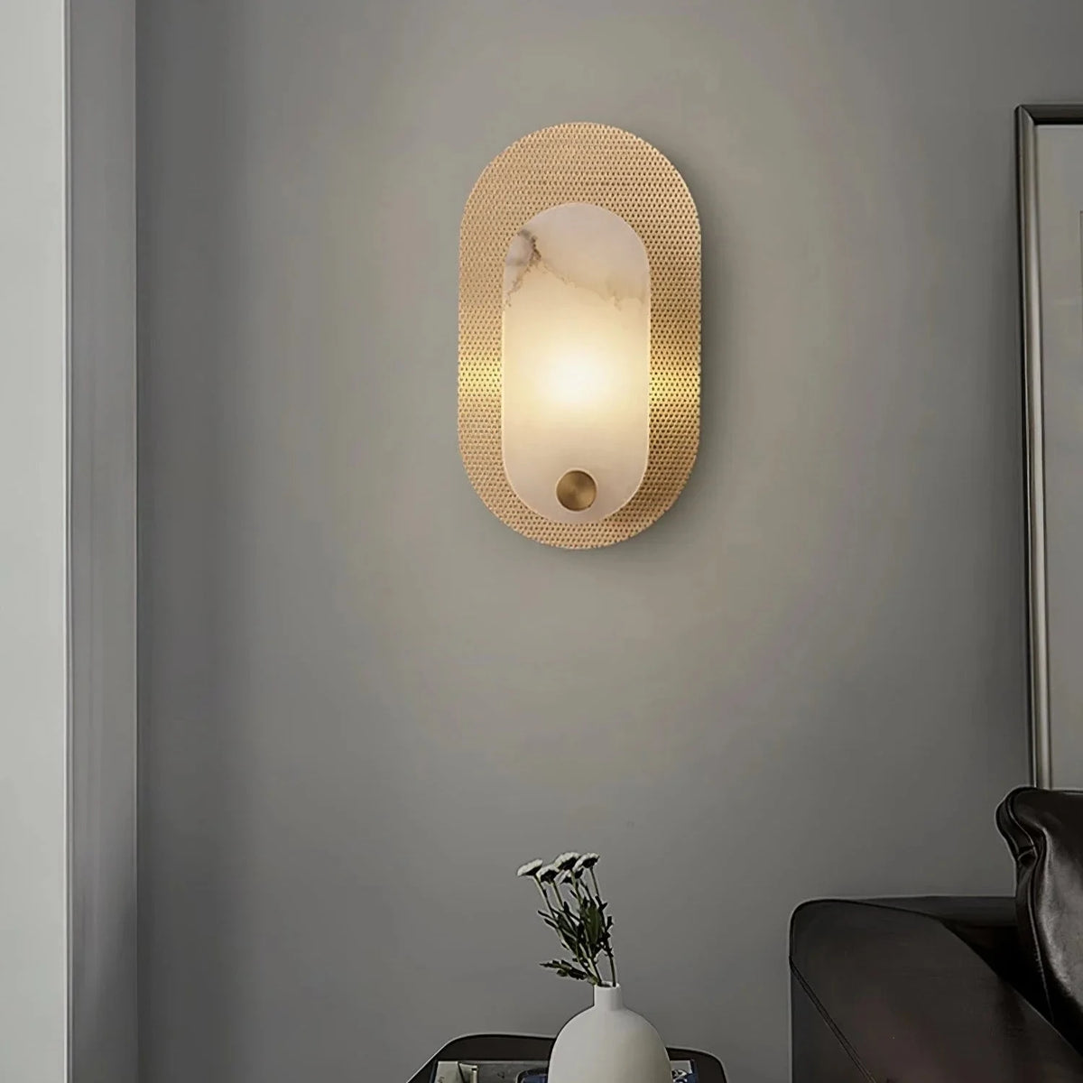 Perforated Halo Wall Sconce in brass for Hallway light fixture by AUVIELIGHT