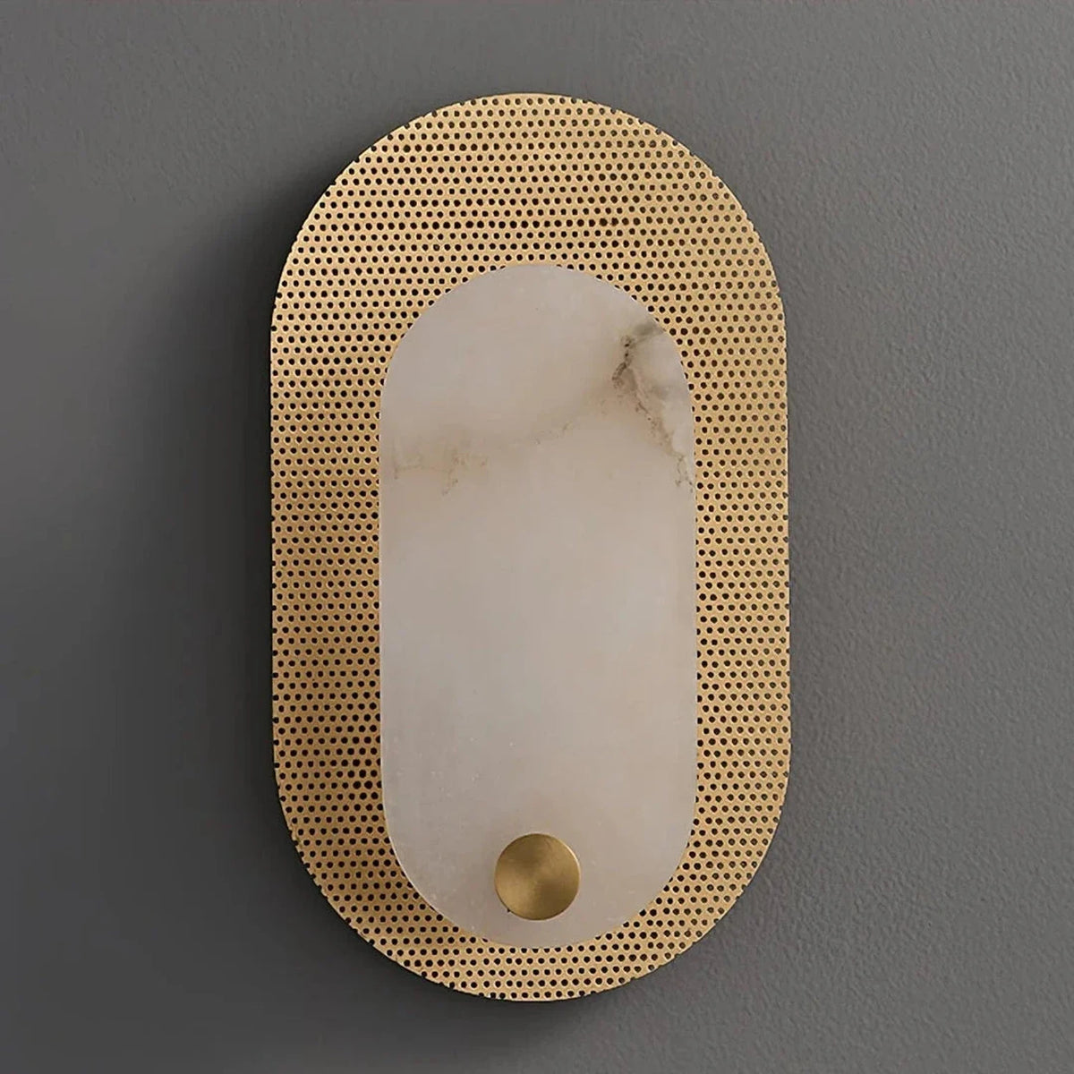 Perforated Halo Wall Sconce in brass for Hallway light fixture by AUVIELIGHT, ∅ 7.1" x H 12.8" / Brass & White